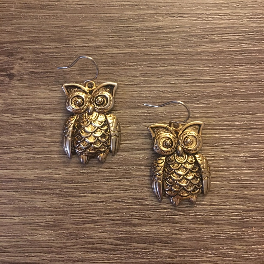 Golden owl earrings